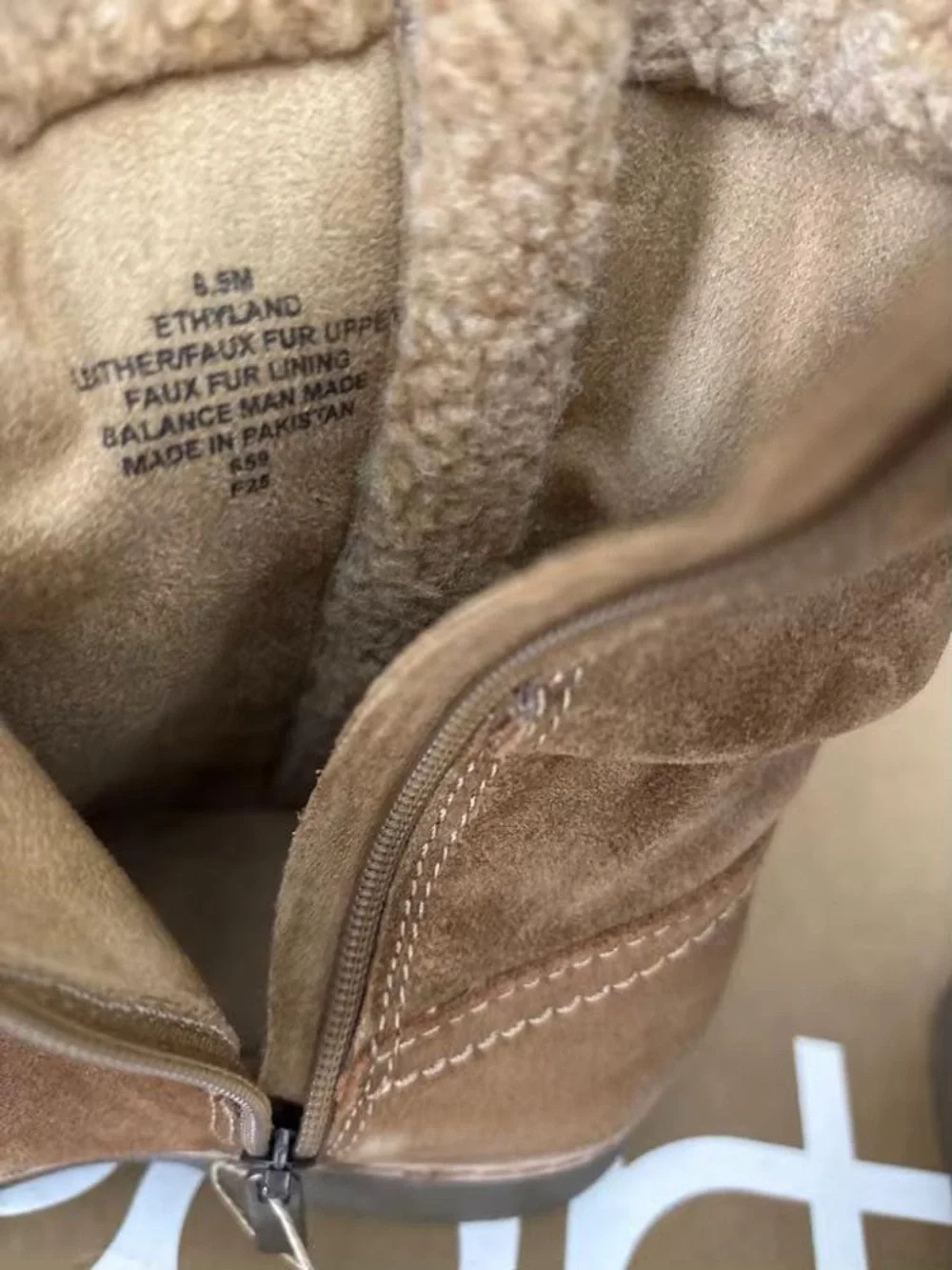 Earth Ethyland Suede Boots 6.5 M  Natural Tan Faux Fur Cozy Water-repellent NIB